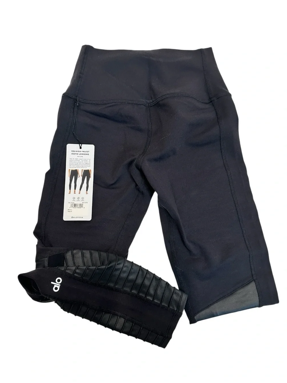 Alo Yoga 7/8 High Waist Moto Legging Black Glossy Small Gorpcore NWT